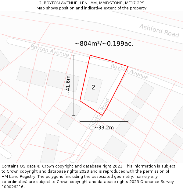 2, ROYTON AVENUE, LENHAM, MAIDSTONE, ME17 2PS: Plot and title map