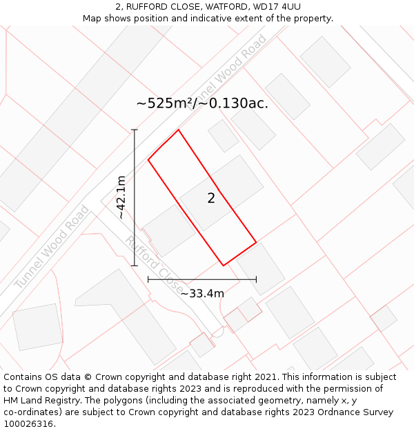 2, RUFFORD CLOSE, WATFORD, WD17 4UU: Plot and title map
