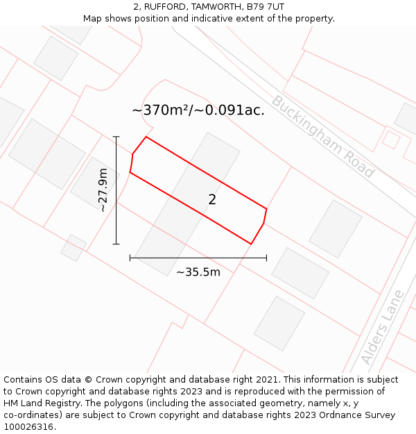 2, RUFFORD, TAMWORTH, B79 7UT: Plot and title map