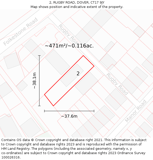 2, RUGBY ROAD, DOVER, CT17 9JY: Plot and title map