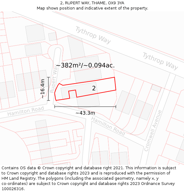2, RUPERT WAY, THAME, OX9 3YA: Plot and title map