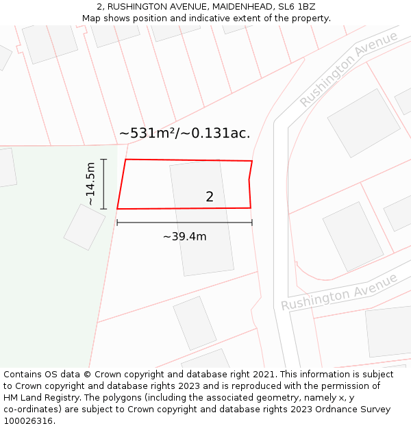 2, RUSHINGTON AVENUE, MAIDENHEAD, SL6 1BZ: Plot and title map
