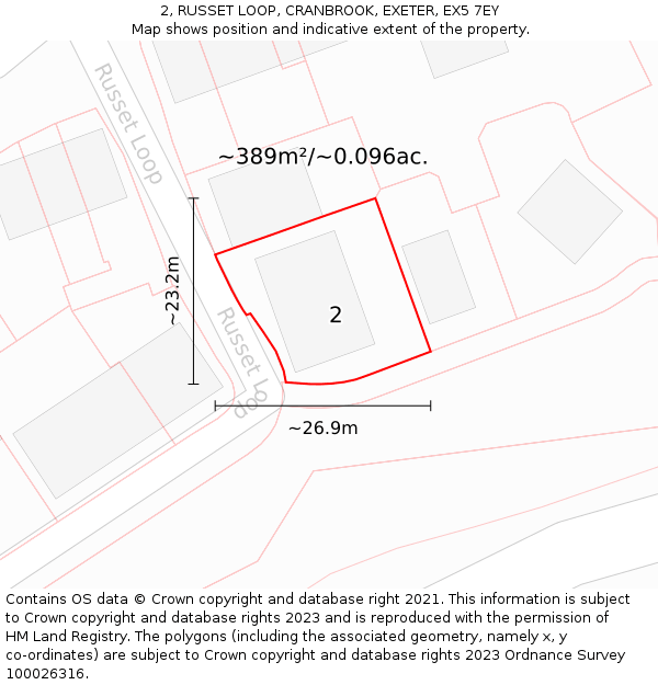 2, RUSSET LOOP, CRANBROOK, EXETER, EX5 7EY: Plot and title map