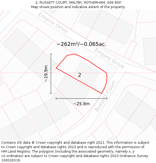 2, RUSSETT COURT, MALTBY, ROTHERHAM, S66 8SP: Plot and title map