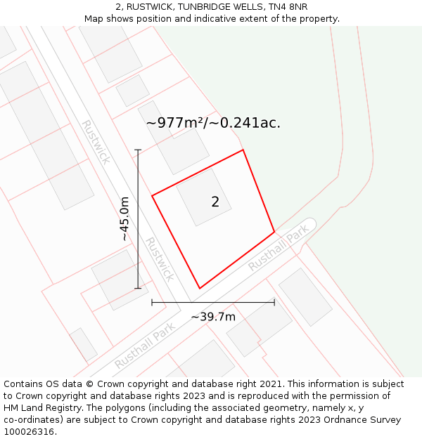 2, RUSTWICK, TUNBRIDGE WELLS, TN4 8NR: Plot and title map