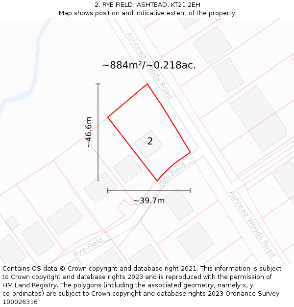 2, RYE FIELD, ASHTEAD, KT21 2EH: Plot and title map