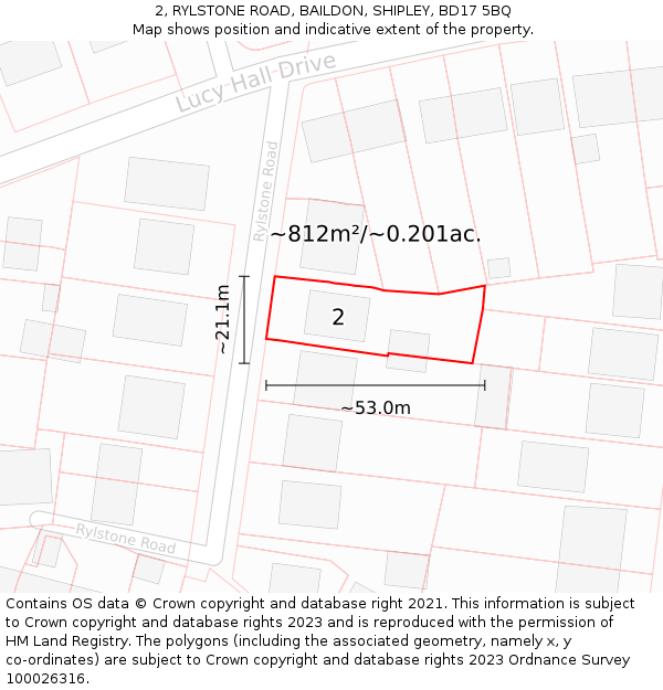 2, RYLSTONE ROAD, BAILDON, SHIPLEY, BD17 5BQ: Plot and title map