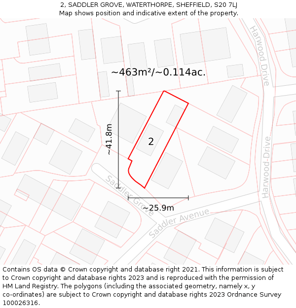 2, SADDLER GROVE, WATERTHORPE, SHEFFIELD, S20 7LJ: Plot and title map
