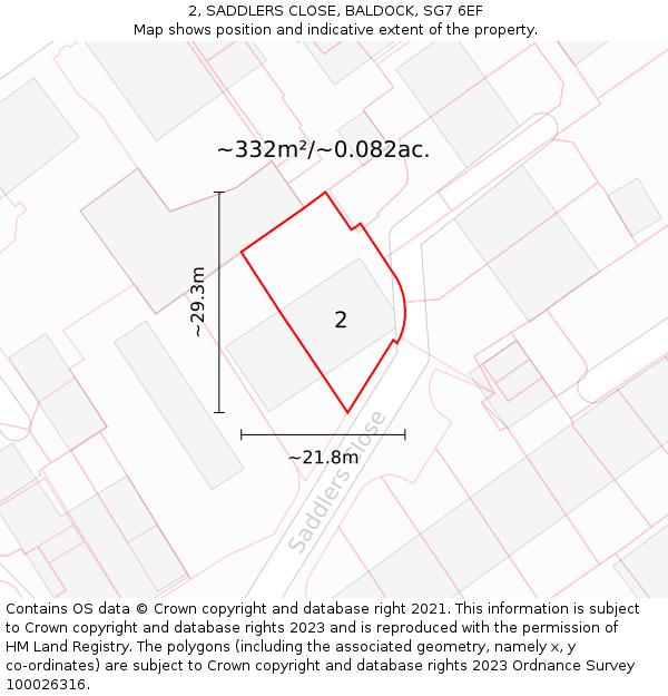 2, SADDLERS CLOSE, BALDOCK, SG7 6EF: Plot and title map
