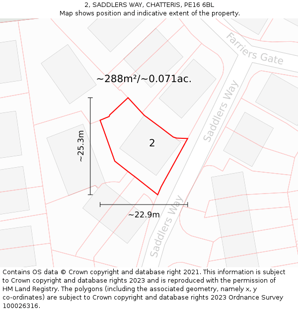 2, SADDLERS WAY, CHATTERIS, PE16 6BL: Plot and title map