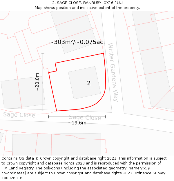 2, SAGE CLOSE, BANBURY, OX16 1UU: Plot and title map