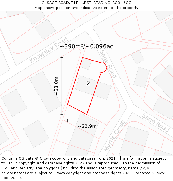 2, SAGE ROAD, TILEHURST, READING, RG31 6GG: Plot and title map