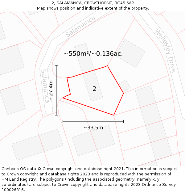 2, SALAMANCA, CROWTHORNE, RG45 6AP: Plot and title map