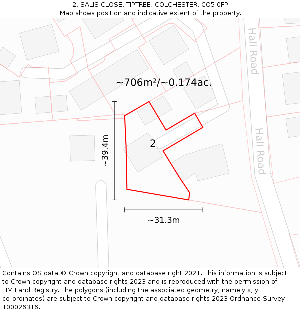 2, SALIS CLOSE, TIPTREE, COLCHESTER, CO5 0FP: Plot and title map