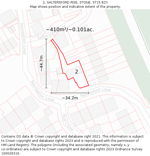 2, SALTERSFORD RISE, STONE, ST15 8ZY: Plot and title map