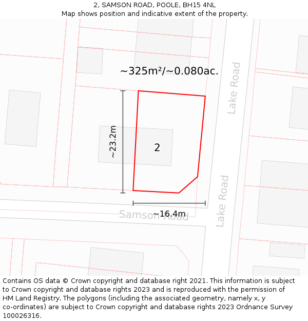 2, SAMSON ROAD, POOLE, BH15 4NL: Plot and title map