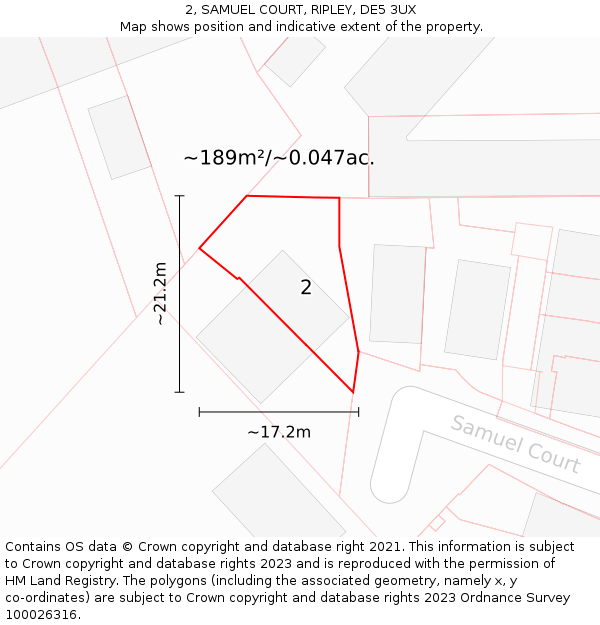 2, SAMUEL COURT, RIPLEY, DE5 3UX: Plot and title map