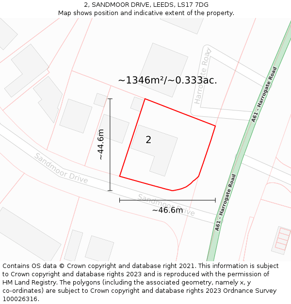 2, SANDMOOR DRIVE, LEEDS, LS17 7DG: Plot and title map