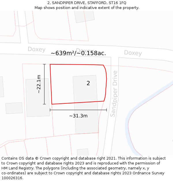 2, SANDPIPER DRIVE, STAFFORD, ST16 1FQ: Plot and title map