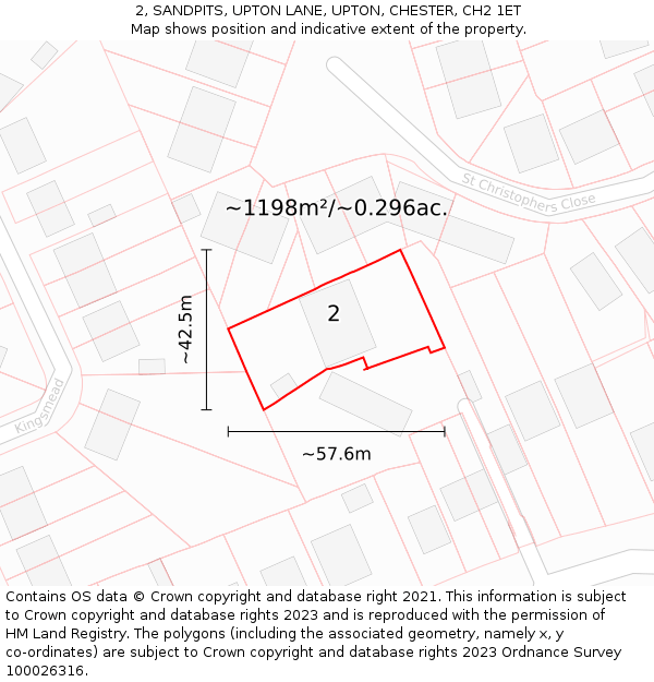 2, SANDPITS, UPTON LANE, UPTON, CHESTER, CH2 1ET: Plot and title map