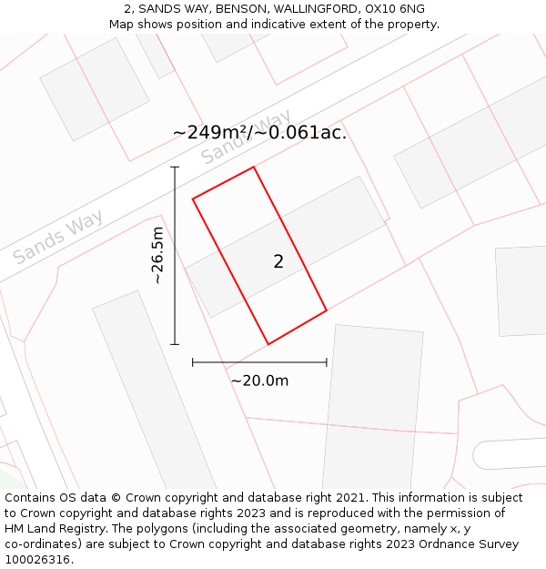 2, SANDS WAY, BENSON, WALLINGFORD, OX10 6NG: Plot and title map