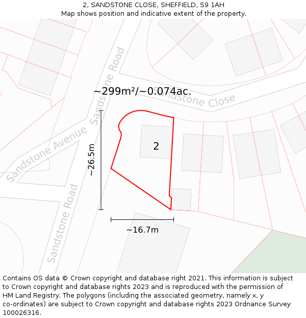 2, SANDSTONE CLOSE, SHEFFIELD, S9 1AH: Plot and title map