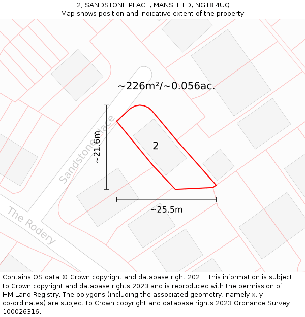 2, SANDSTONE PLACE, MANSFIELD, NG18 4UQ: Plot and title map