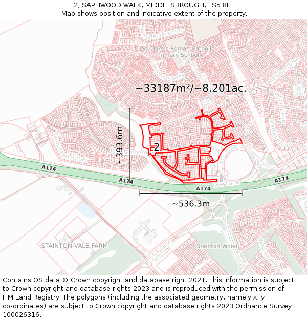2, SAPHWOOD WALK, MIDDLESBROUGH, TS5 8FE: Plot and title map