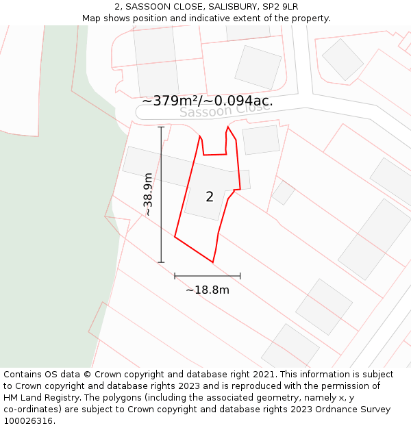 2, SASSOON CLOSE, SALISBURY, SP2 9LR: Plot and title map