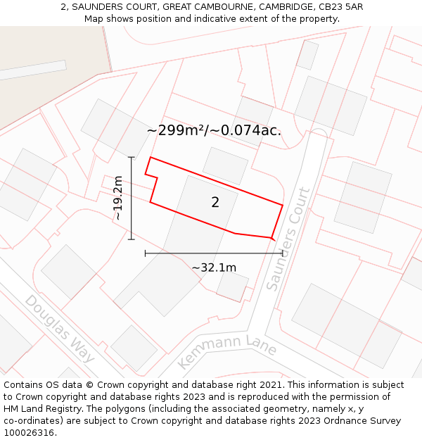 2, SAUNDERS COURT, GREAT CAMBOURNE, CAMBRIDGE, CB23 5AR: Plot and title map