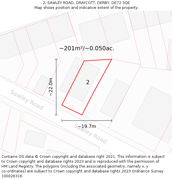 2, SAWLEY ROAD, DRAYCOTT, DERBY, DE72 3QE: Plot and title map