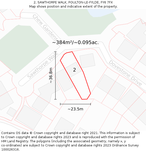 2, SAWTHORPE WALK, POULTON-LE-FYLDE, FY6 7FX: Plot and title map