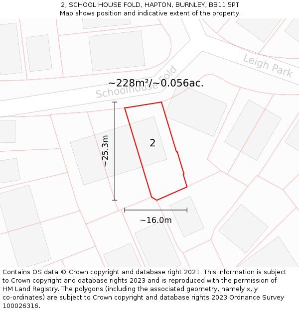 2, SCHOOL HOUSE FOLD, HAPTON, BURNLEY, BB11 5PT: Plot and title map