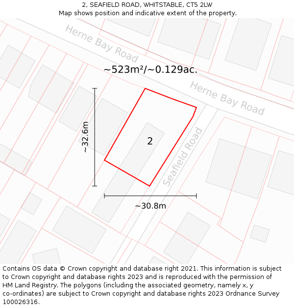 2, SEAFIELD ROAD, WHITSTABLE, CT5 2LW: Plot and title map