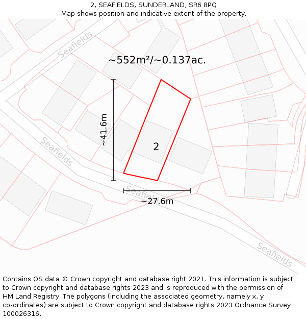 2, SEAFIELDS, SUNDERLAND, SR6 8PQ: Plot and title map