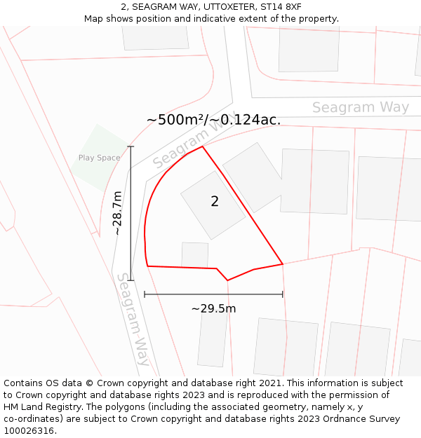 2, SEAGRAM WAY, UTTOXETER, ST14 8XF: Plot and title map