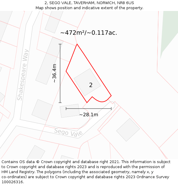 2, SEGO VALE, TAVERHAM, NORWICH, NR8 6US: Plot and title map