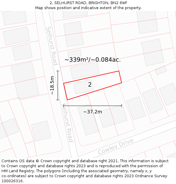2, SELHURST ROAD, BRIGHTON, BN2 6WF: Plot and title map