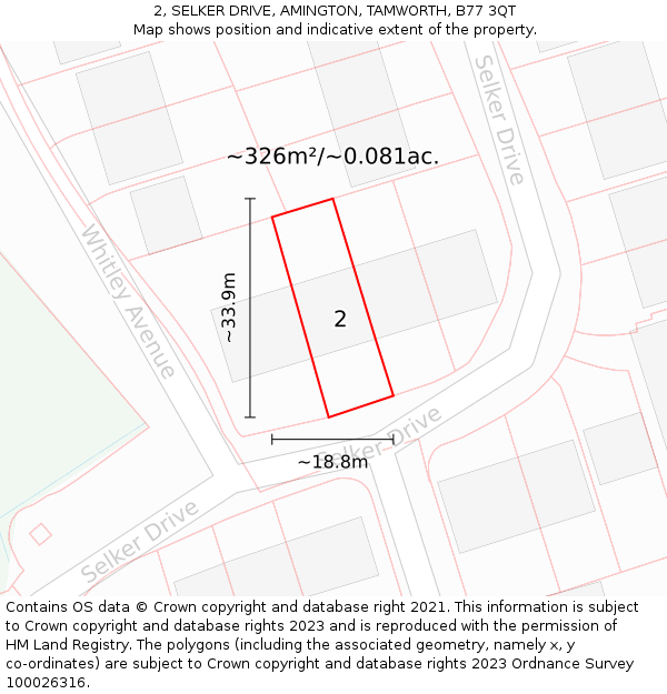 2, SELKER DRIVE, AMINGTON, TAMWORTH, B77 3QT: Plot and title map