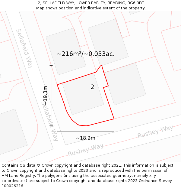 2, SELLAFIELD WAY, LOWER EARLEY, READING, RG6 3BT: Plot and title map
