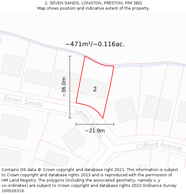 2, SEVEN SANDS, LONGTON, PRESTON, PR4 5BQ: Plot and title map
