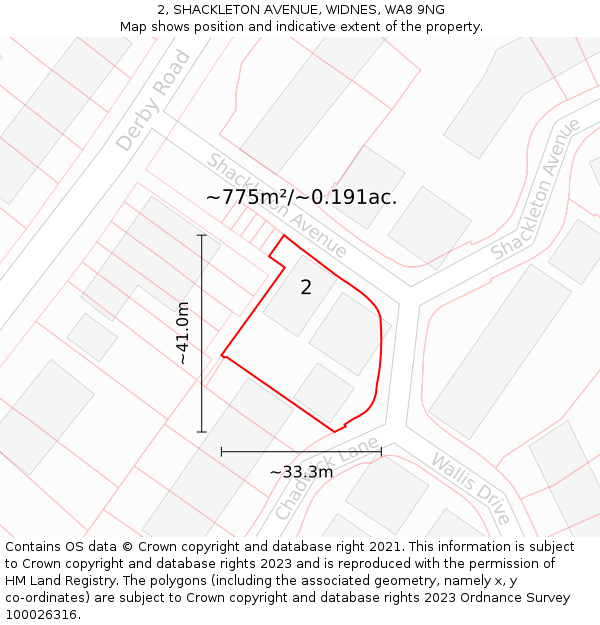 2, SHACKLETON AVENUE, WIDNES, WA8 9NG: Plot and title map