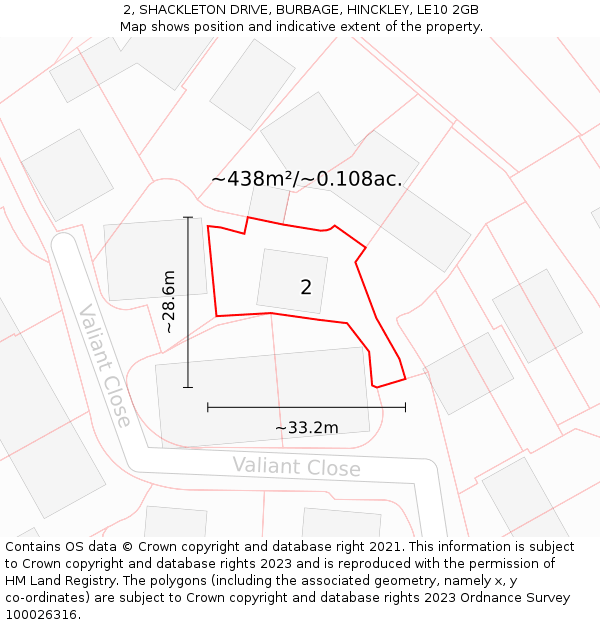 2, SHACKLETON DRIVE, BURBAGE, HINCKLEY, LE10 2GB: Plot and title map