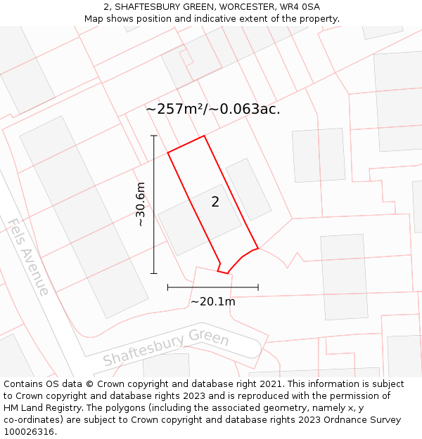 2, SHAFTESBURY GREEN, WORCESTER, WR4 0SA: Plot and title map