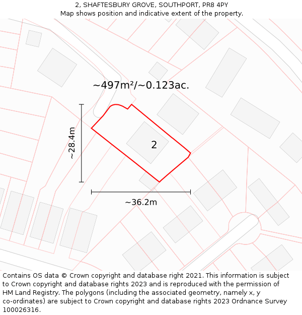 2, SHAFTESBURY GROVE, SOUTHPORT, PR8 4PY: Plot and title map