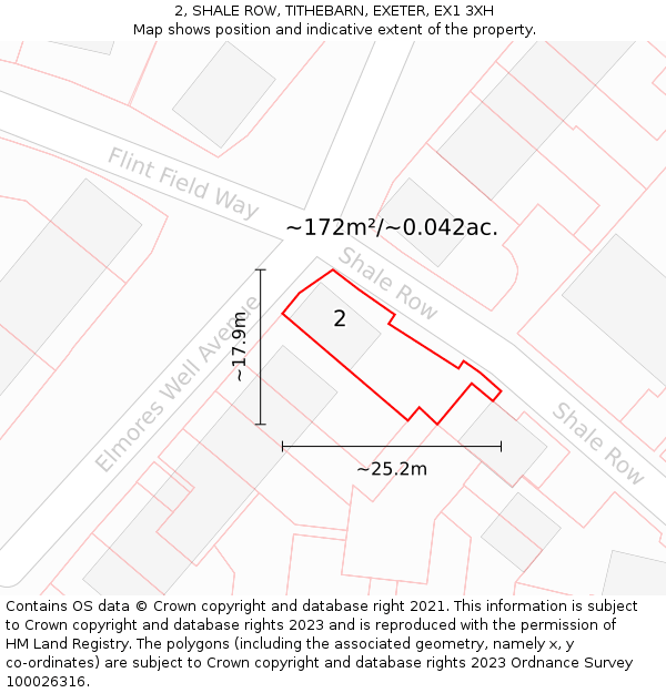 2, SHALE ROW, TITHEBARN, EXETER, EX1 3XH: Plot and title map