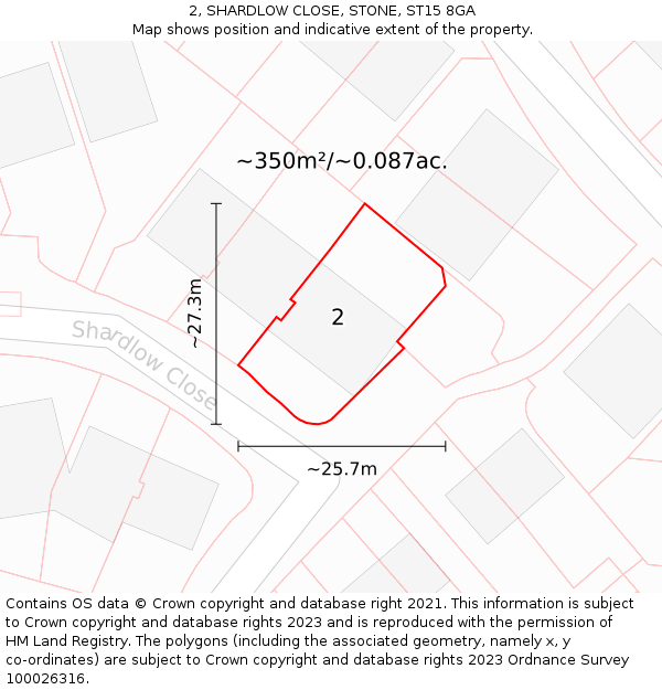 2, SHARDLOW CLOSE, STONE, ST15 8GA: Plot and title map