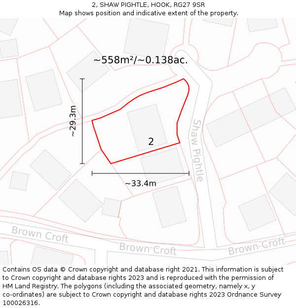 2, SHAW PIGHTLE, HOOK, RG27 9SR: Plot and title map