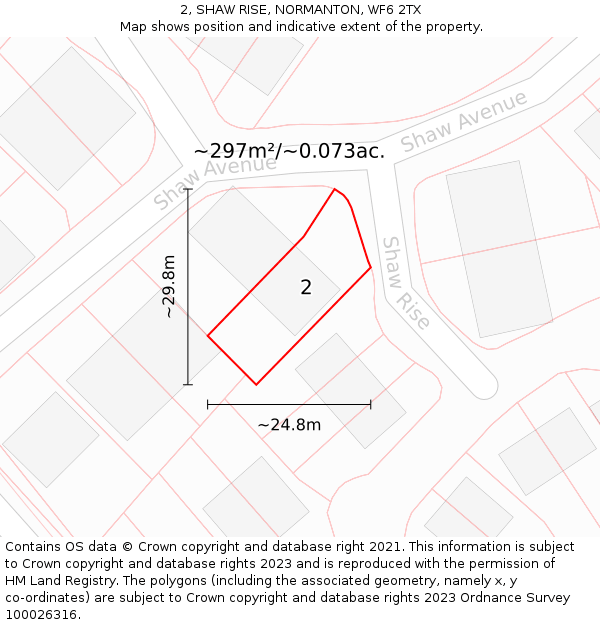 2, SHAW RISE, NORMANTON, WF6 2TX: Plot and title map