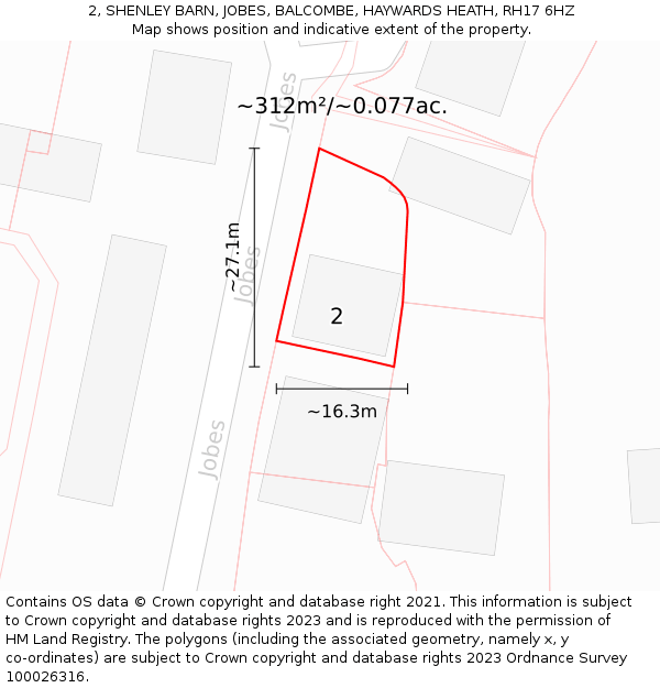 2, SHENLEY BARN, JOBES, BALCOMBE, HAYWARDS HEATH, RH17 6HZ: Plot and title map